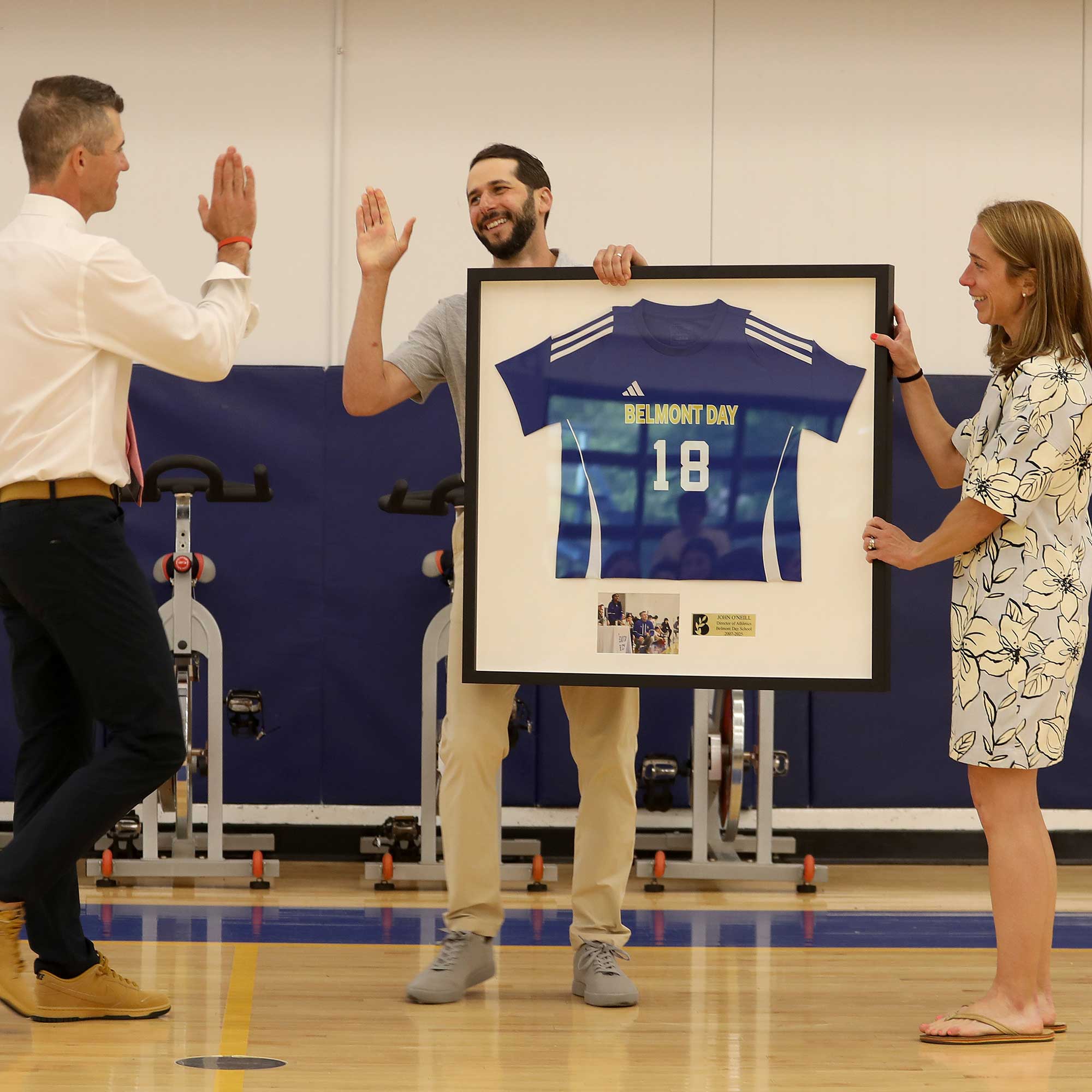 Jersey 18 is retired and presented to honor Coach O'Neill